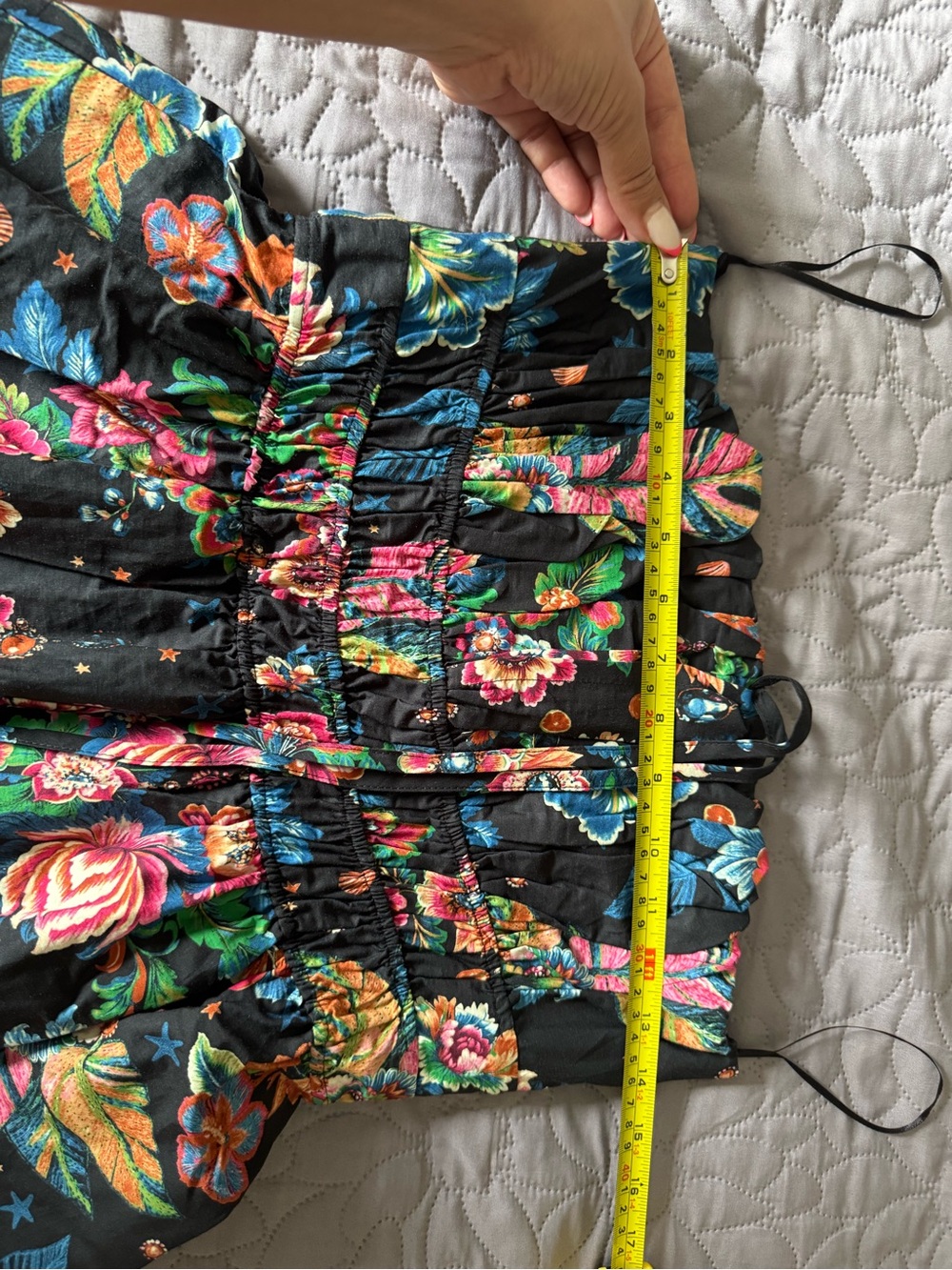 Anthropologie Black Strapless Maxi Dress with Pink, Purple & Yellow Floral Print - Picture 13 of 13
